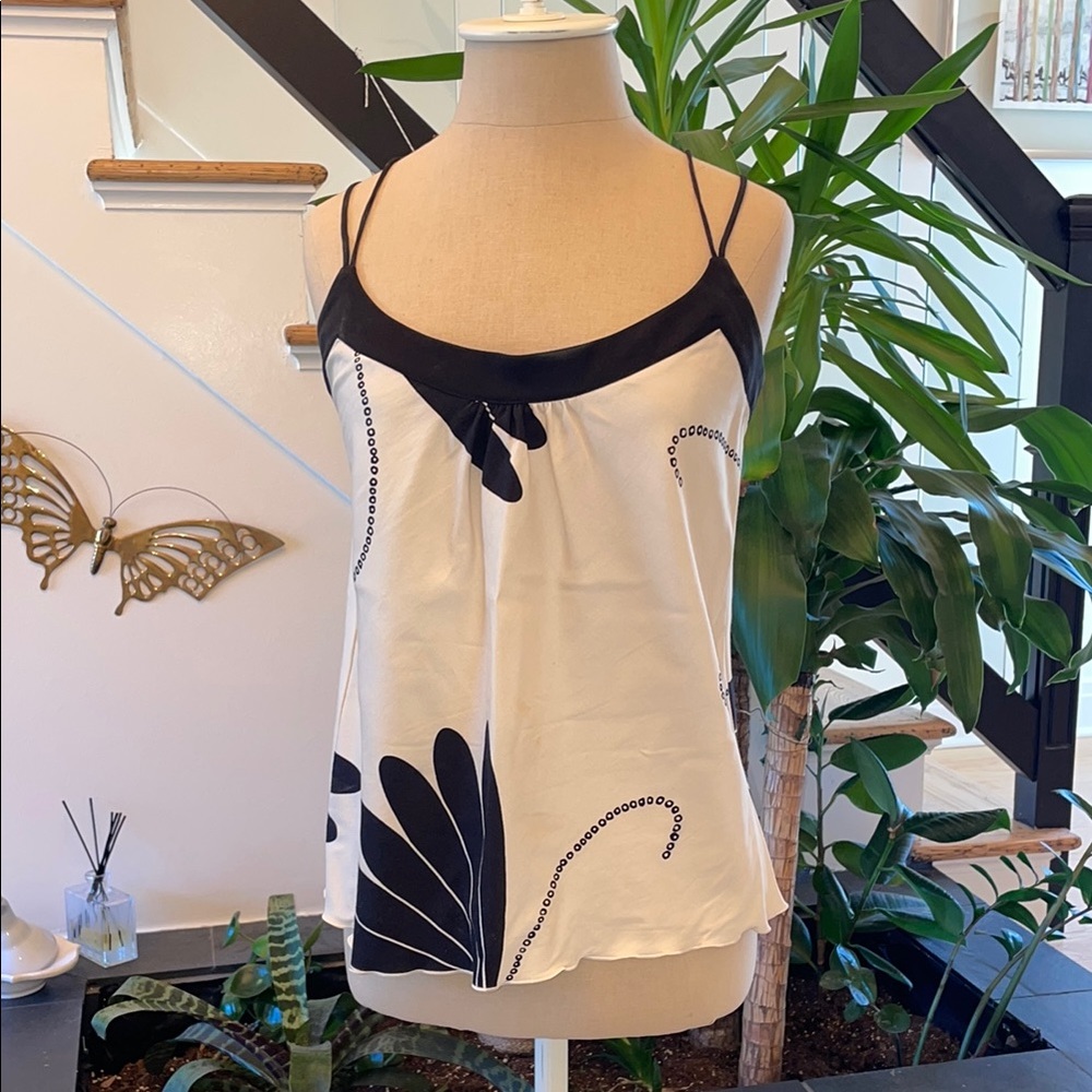 Trina Turk SEXY Halter Elegant Black and Cream Women's Top